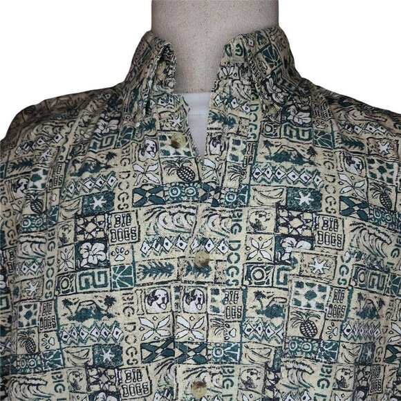 Big Dogs cotton Hawaiian Casual Button Up Shirt Men's large 100% cotton - Picture 2 of 6